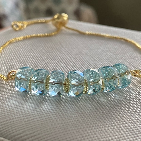Gold and Aqua Crystal Bracelet - Picture 11 of 11